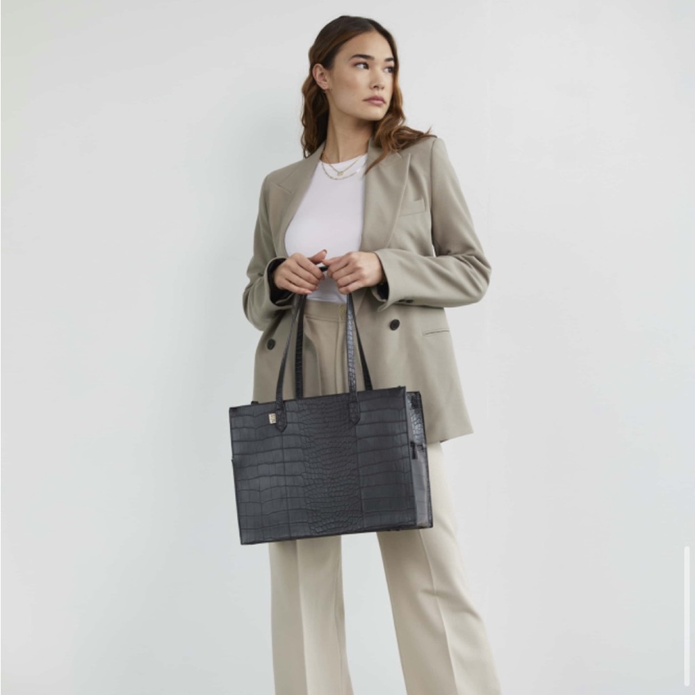 BEIS Work Tote in Black Croc